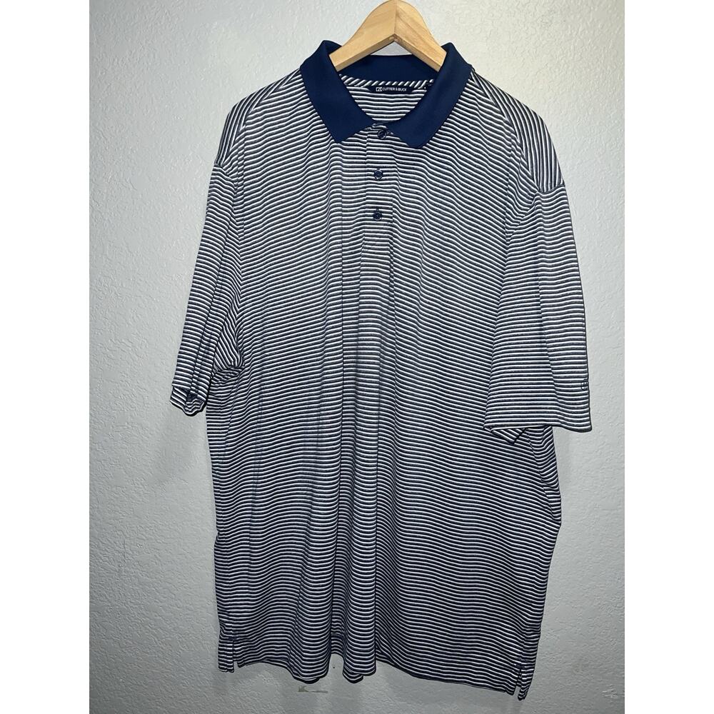 Cutter & Buck Golf Polo Men's 2xl Striped Stretch Kingwood Logo Performance